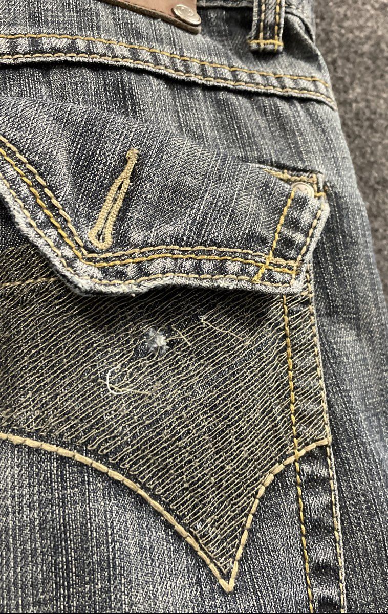 Vintage Y2K DMZ Denim Men's Blue Baggy Embroidered Back Pocket Jean Shorts Sz 42