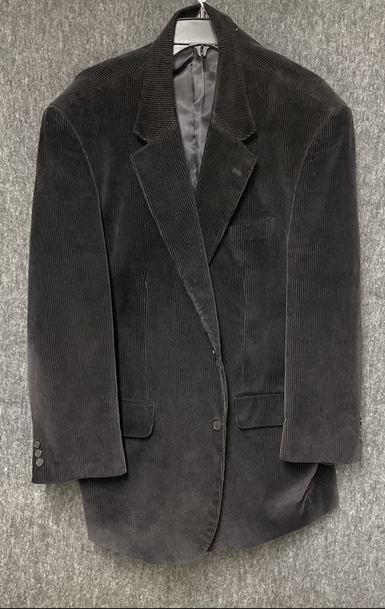 Cross & Winsor Men's Black Corduroy 2-Button Blazer Sport Coat 100% Cotton 46R