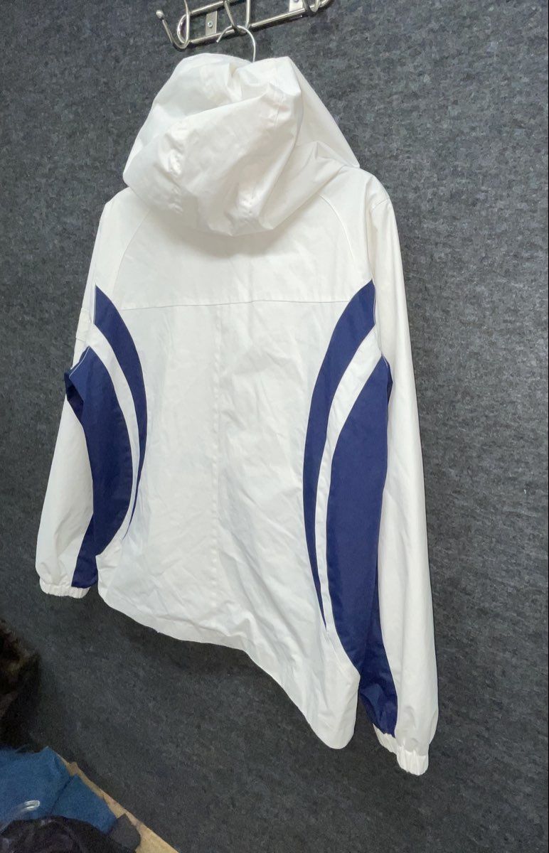ZeroXposur Women's White Blue Hooded Windbreaker Jacket Full Zip Mesh Lined L