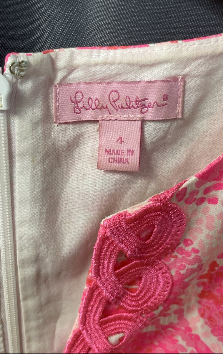 Lilly Pulitzer Women's Pink Paisley Pin V-Front Dress Soutache Trim Sz 4