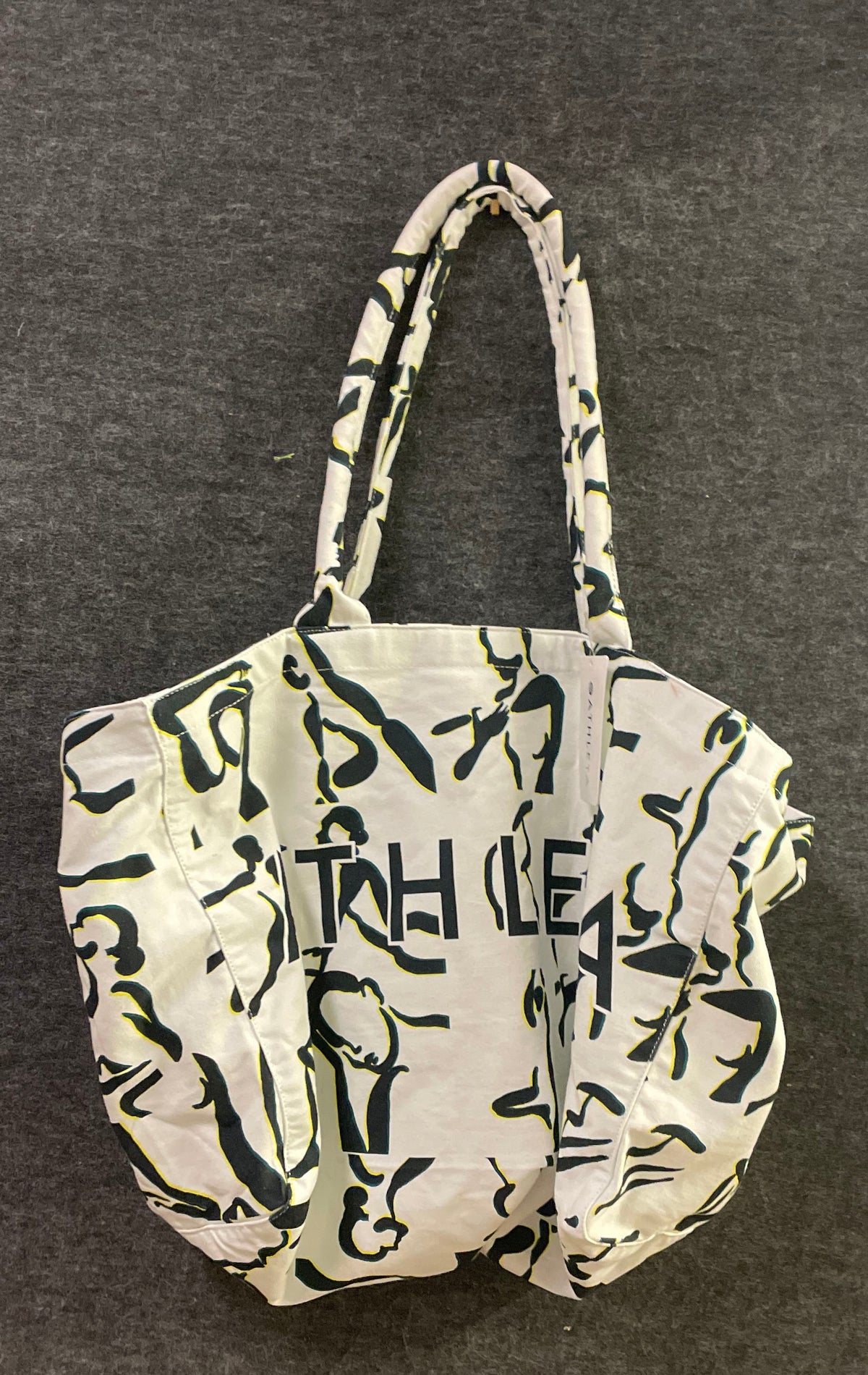 Athleta White Black Power of She Graphic Canvas Tote Bag NWT