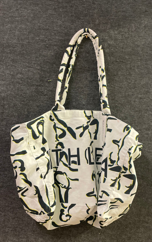 Athleta White Black Power of She Graphic Canvas Tote Bag NWT