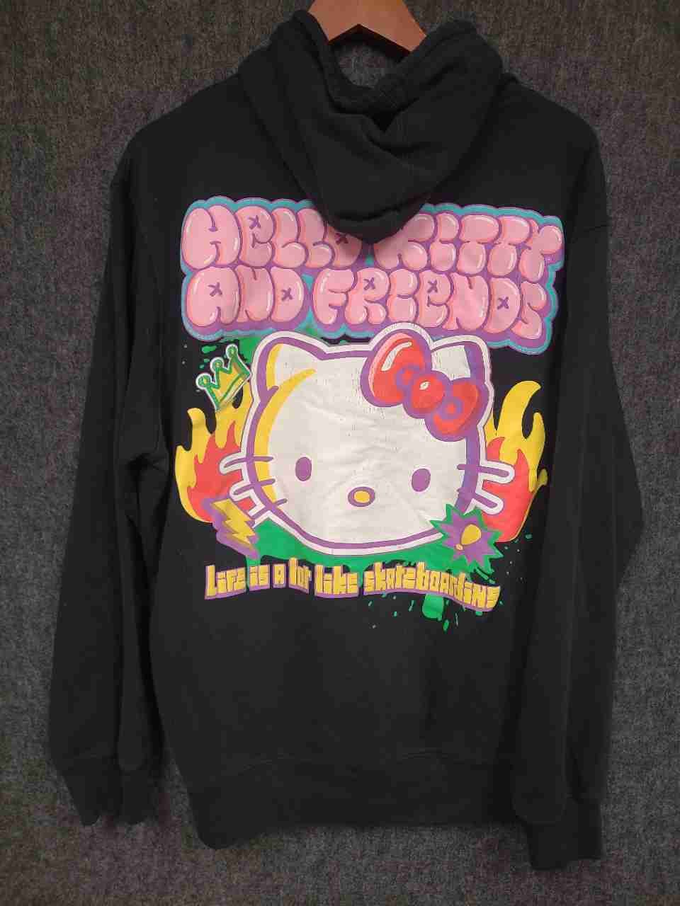 Sanrio Men's Black Hello Kitty and Friends Skateboard Graphic Hoodie Sz XL