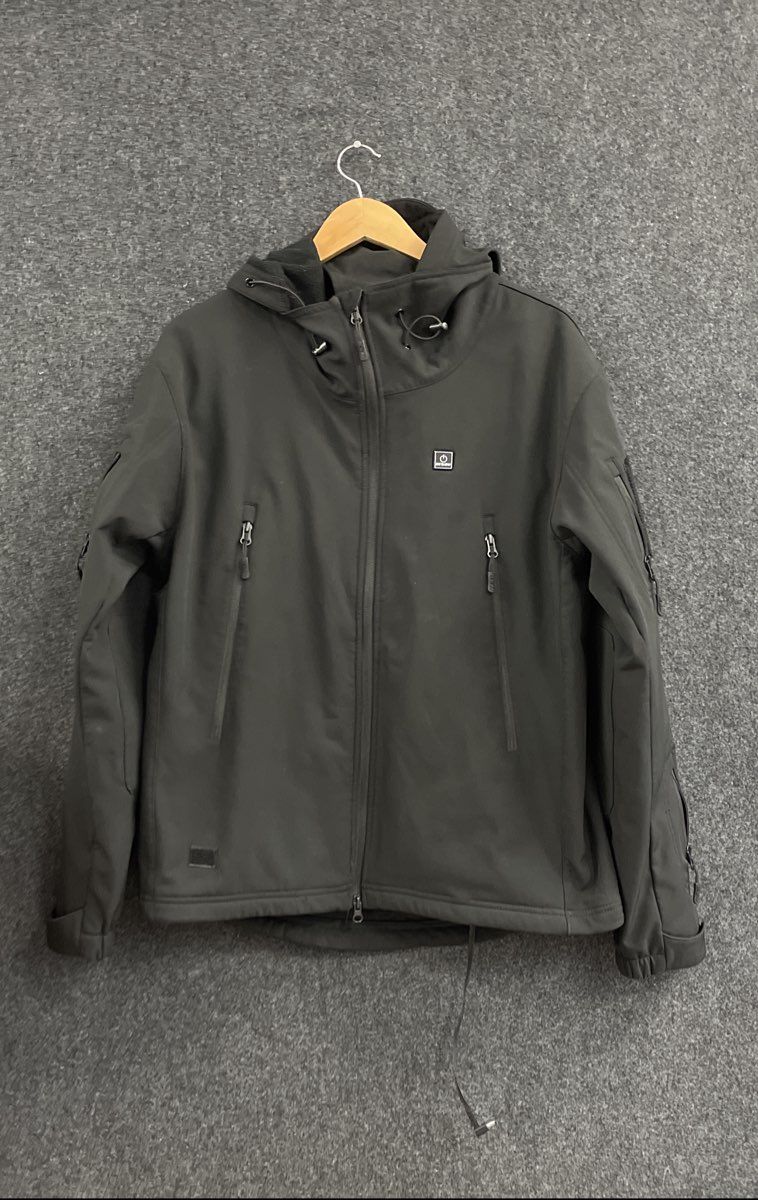 DEWBU Men's Black DB-12 Electric Heated Softshell Hooded Jacket Sz M