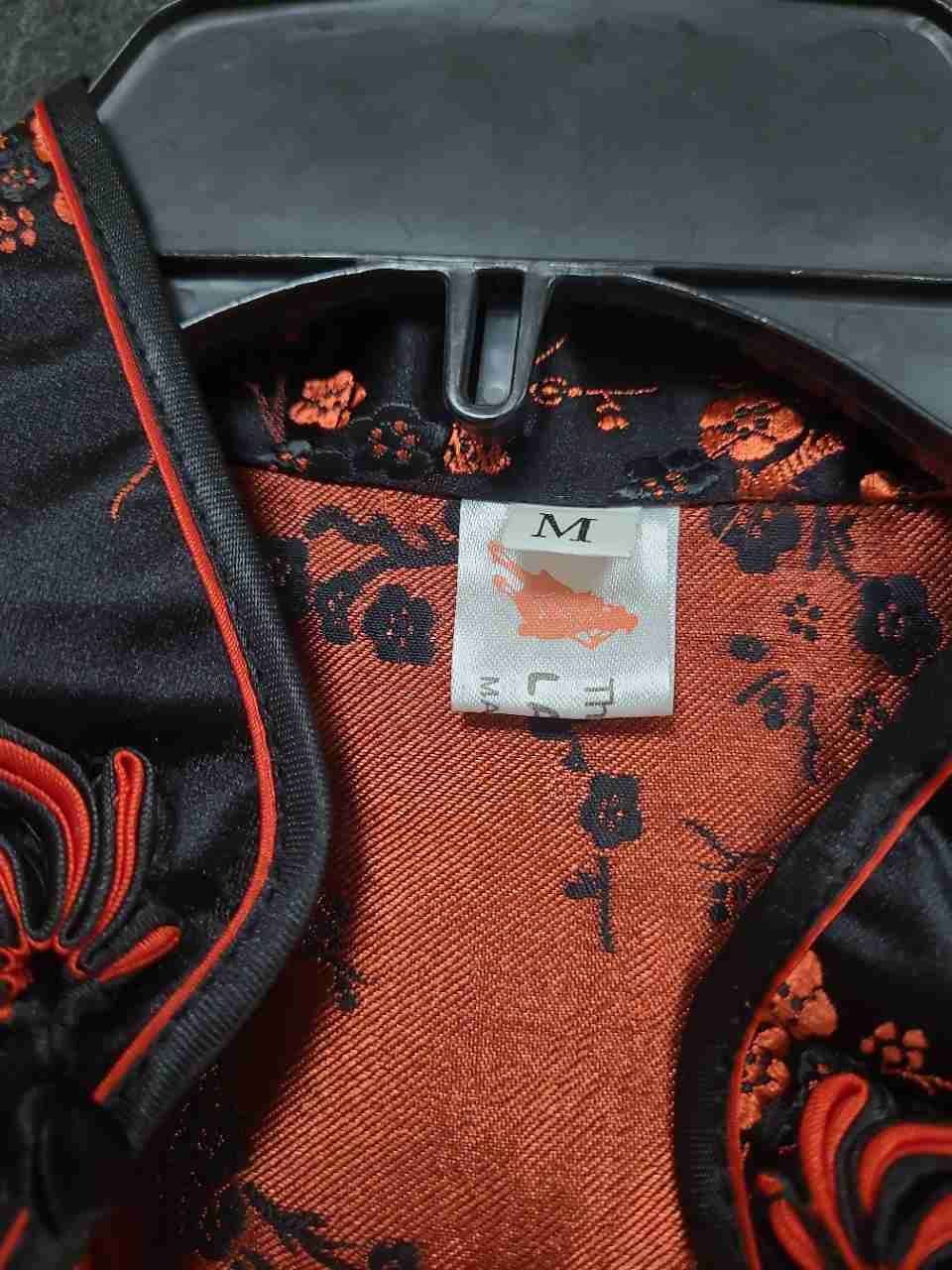 The Lady Women's Black Red Floral Cheongsam Qipao Mini Dress Satin Sz M