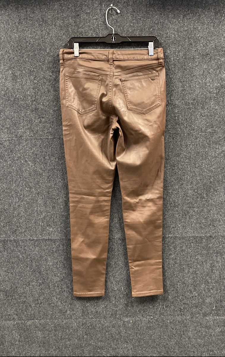 Lauren Ralph Lauren Women's Brown Metallic Coated Slim 5-Pocket Pants Sz 6