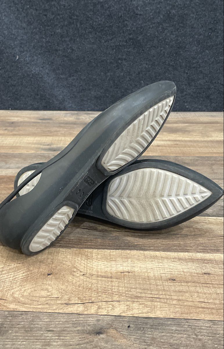 Crocs Rio Flat Black Translucent Pointed Toe Ballet Flats Women's Size 10