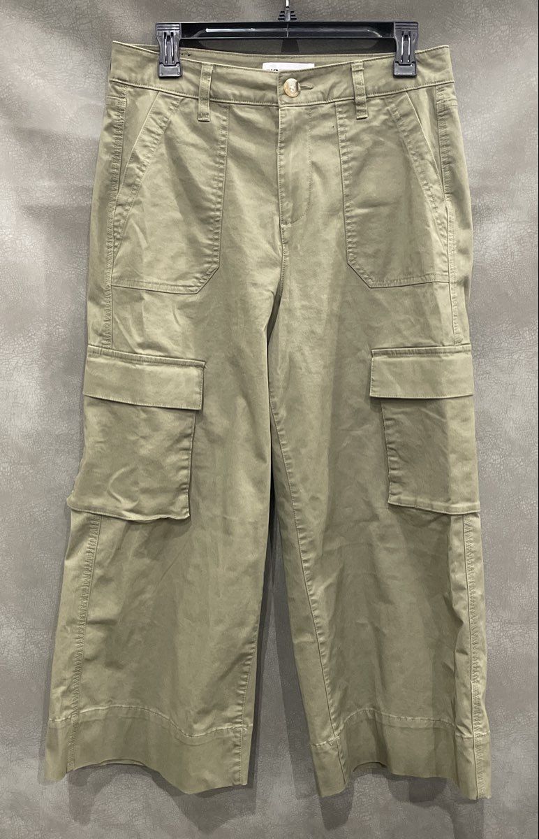 DKNY Jeans Women's Olive Green Wide Leg Cropped Cargo Utility Pants Sz 8/29