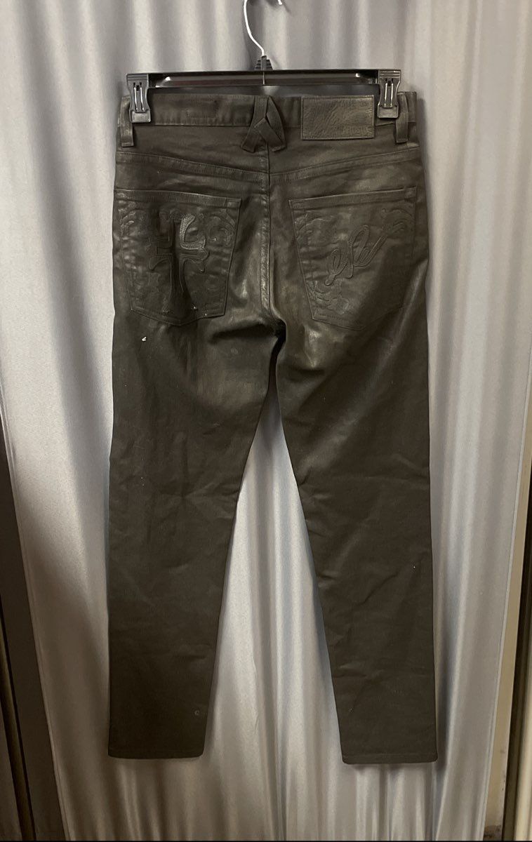 Artistix Men's Black Coated Skinny Leg Jeans Cross Embroidery Signature Sz 30x32