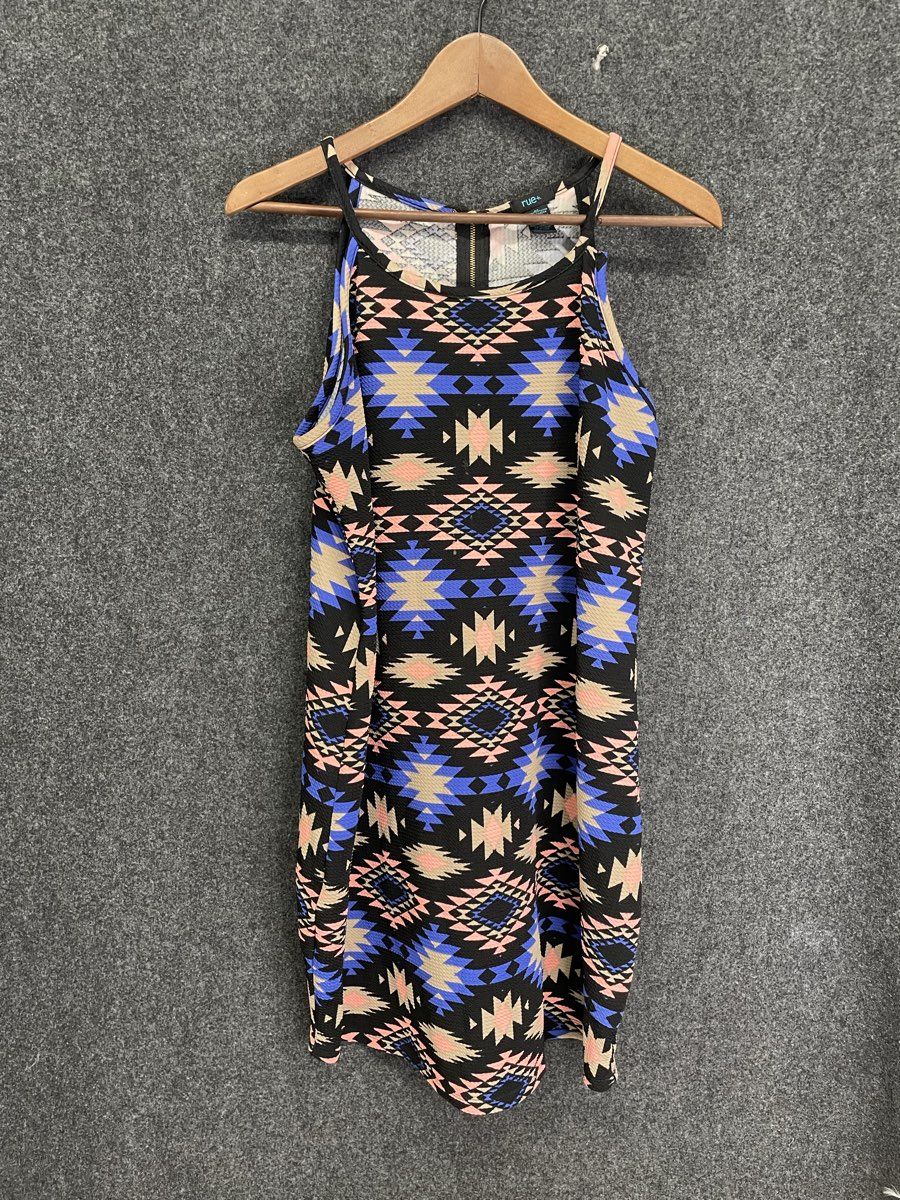 Rue21 Women's Halter Neck Mini Dress Black Aztec Tribal Print Sz 2X