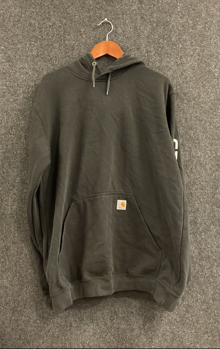 Carhartt Men's Black Loose Fit Pullover Hoodie Sweatshirt Sz L Tall