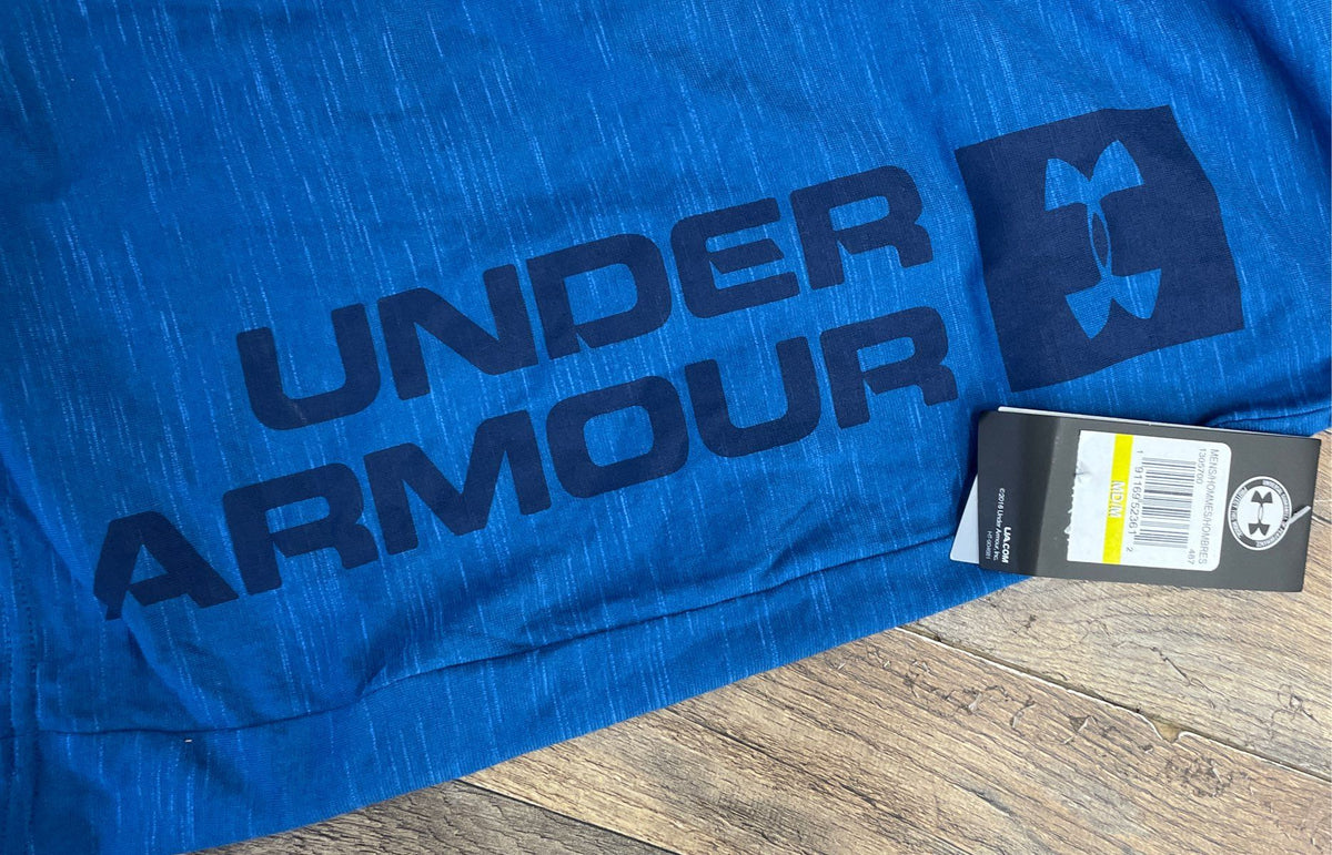 Under Armour Men's Blue HeatGear Loose Fit Vertical Logo Tank Top Sz M NWT