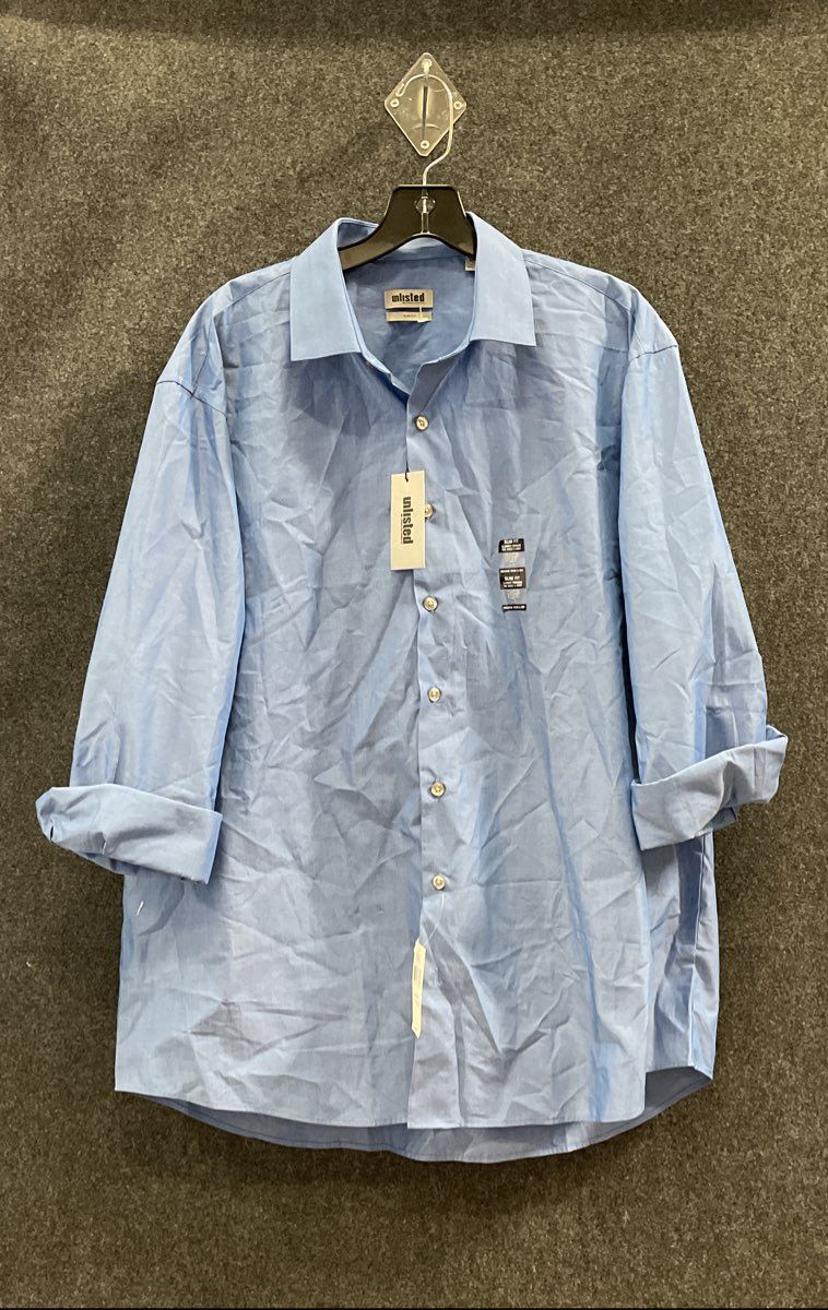 Lot of 2 Unlisted Men's Dress Shirts Blue Cream Slim Regular Fit Sz XL NWT