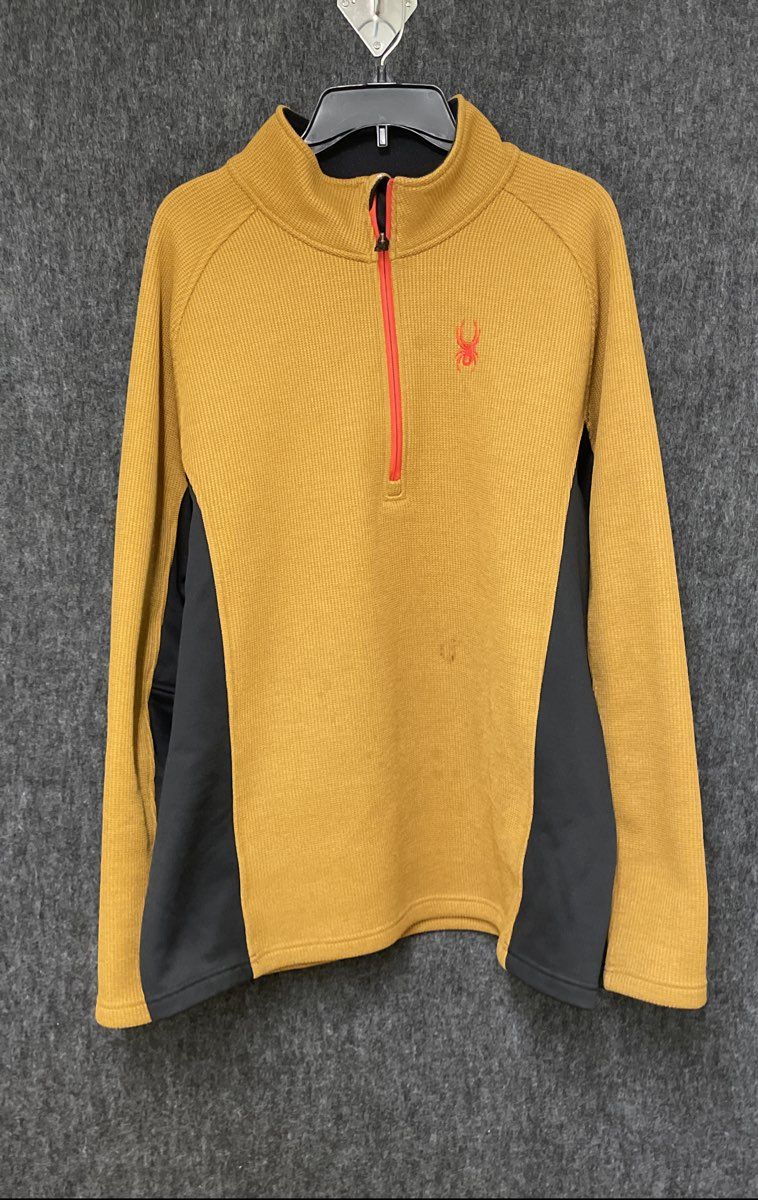 Spyder Men's Outbound Half Zip Mid-Weight Fleece Sweater Gold Black Pullover XL
