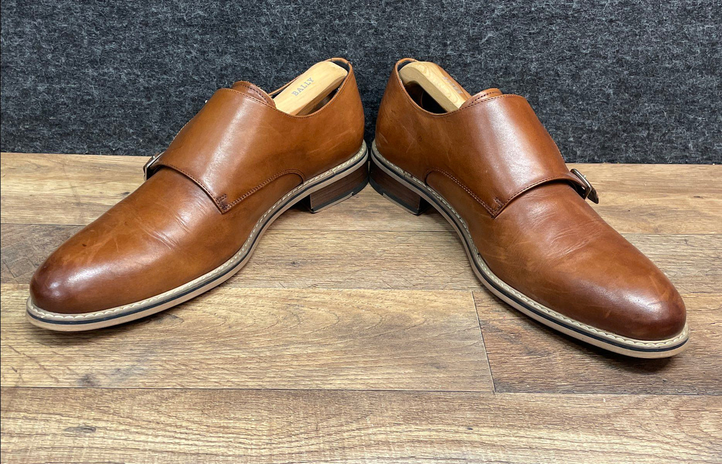 Crevo Milton Cognac Leather Double Monk Strap Dress Shoes Men's Size 13