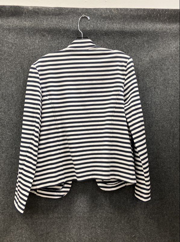 Tommy Hilfiger Women's Blazer Navy White Striped Cotton Crest Button Sz XL NWT