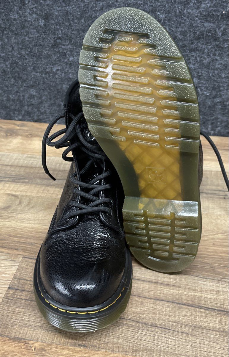 Dr. Martens 1460 J Black Crinkle Leather Lace-Up Boots Size US 3