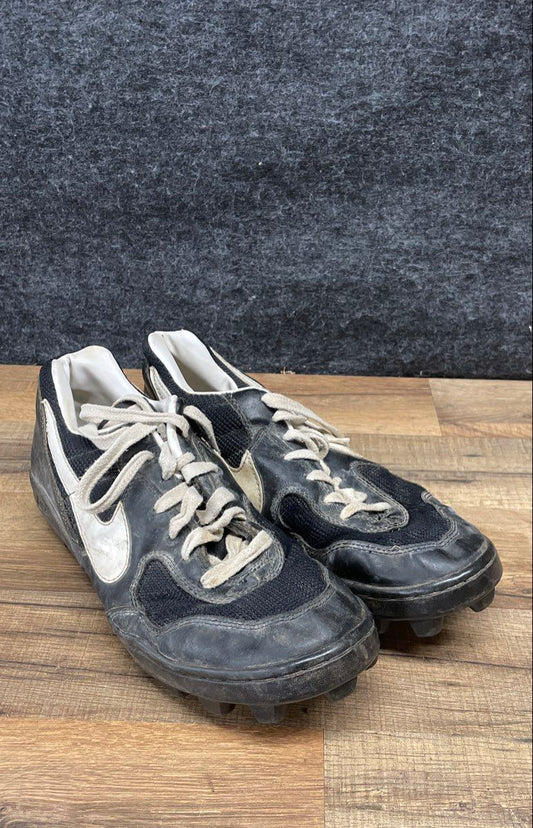 Vintage 90s Nike Land Shark II Black White Football Cleats Men's Size 9.5