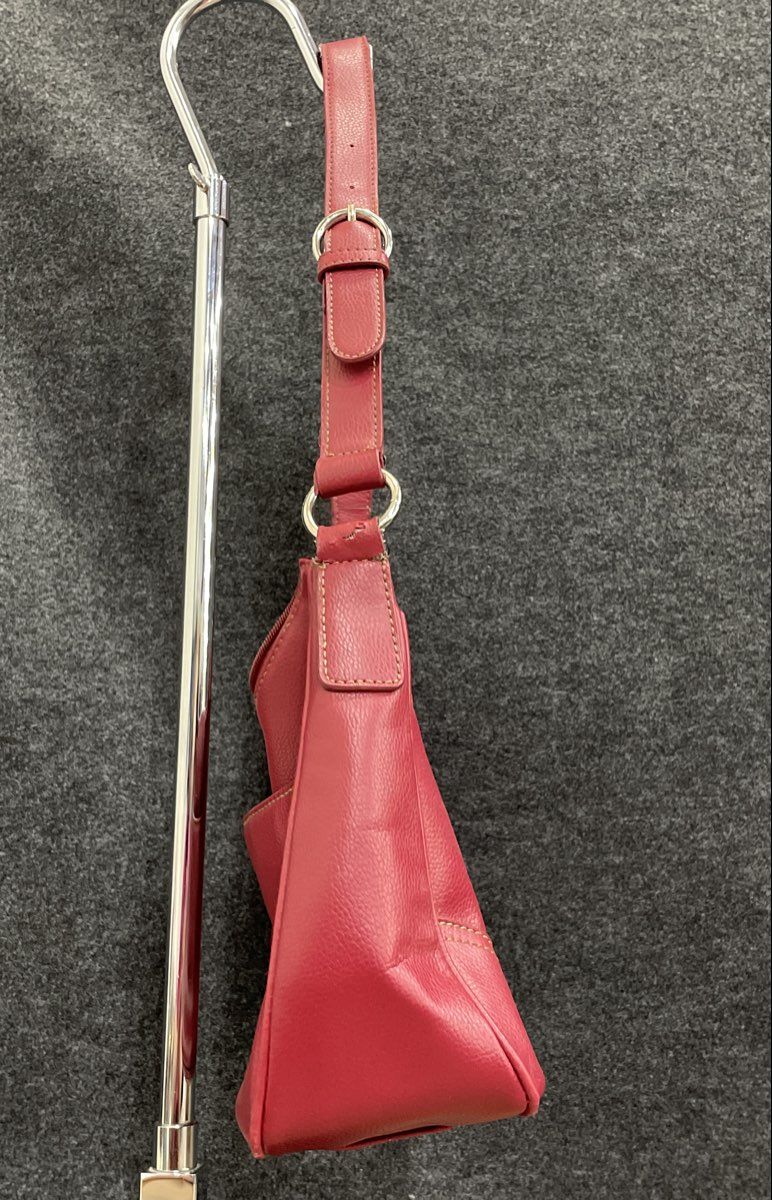 Croft & Barrow Red Leather Shoulder Bag Handbag Silver Hardware