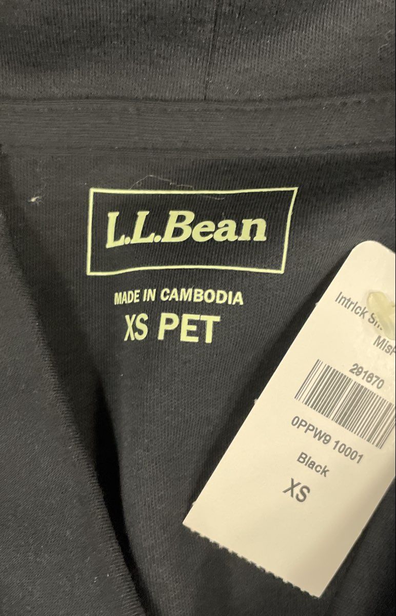 L.L.Bean Women's Black Shawl Collar Long Sleeve Cotton Shirt XS Petite NWT
