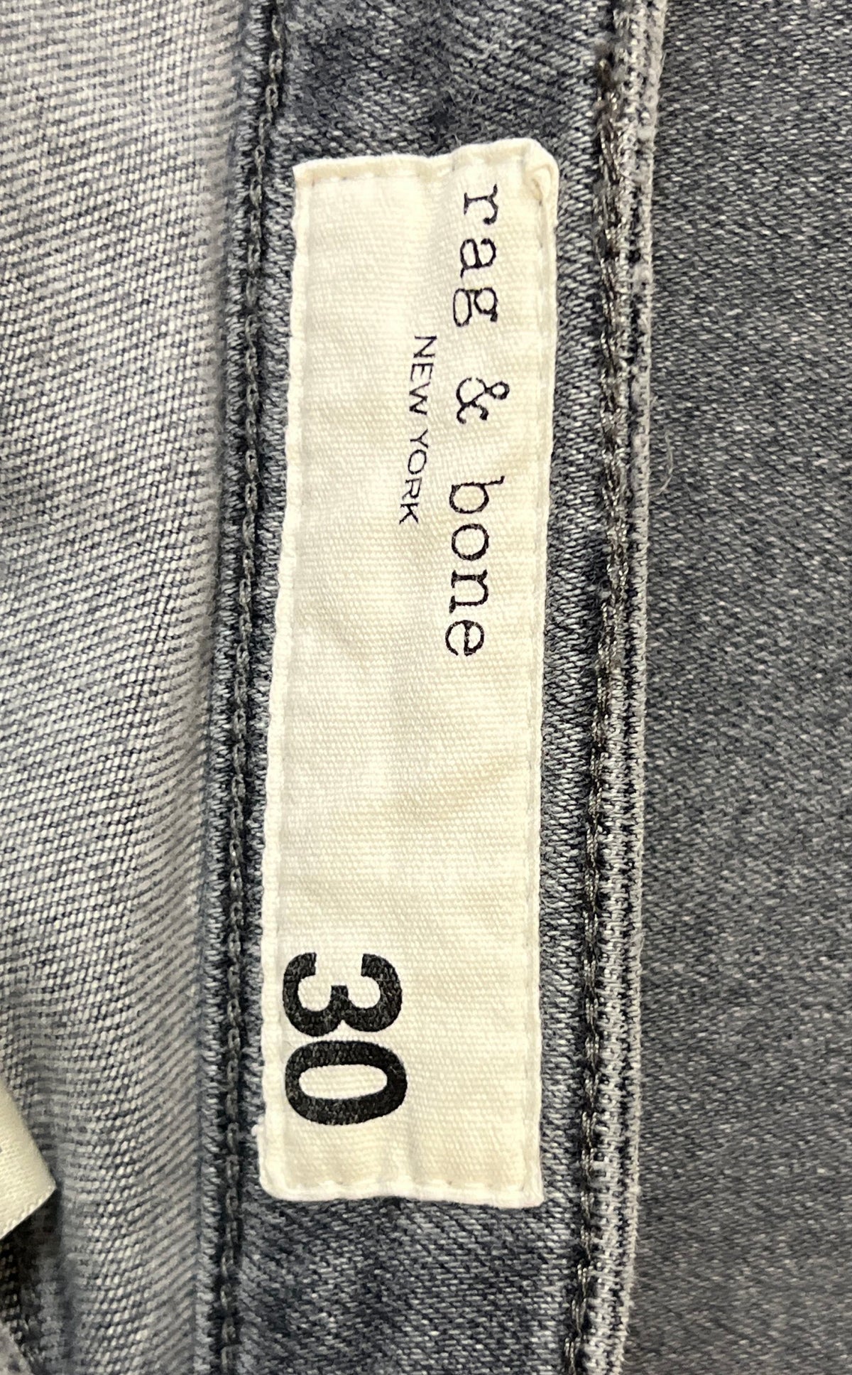 Rag & Bone Women's Dexter High Rise Grey Jeans Raw V-Hem Sz 30