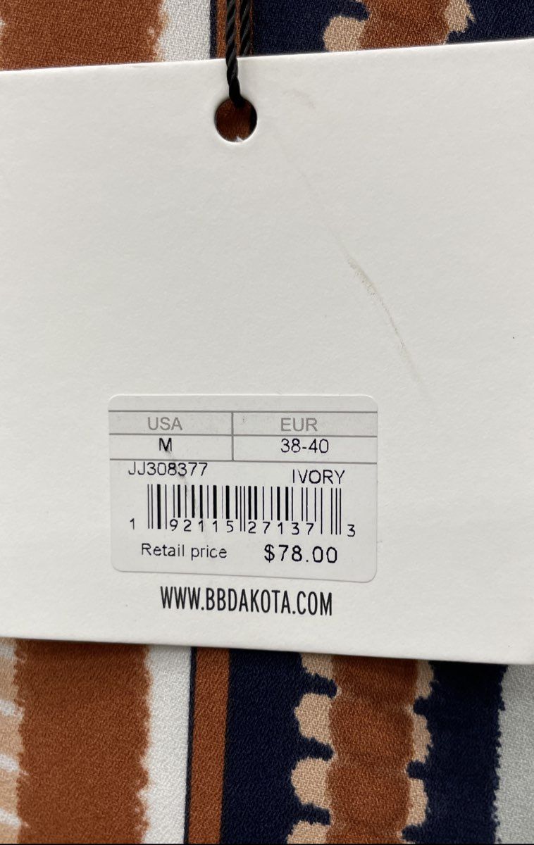 Jack BB Dakota Women's Down To Earth Striped Ruffle Mini Dress Ivory Sz M NWT