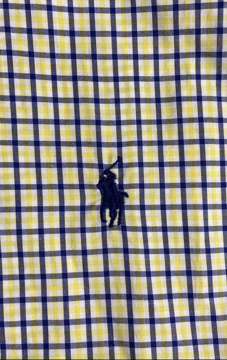 Ralph Lauren Men's Blue Yellow Plaid Long Sleeve Button Down Shirt 100% Cotton M