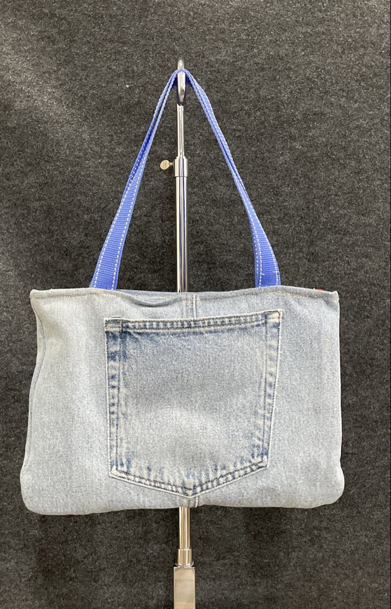 Chaps Ralph Lauren Denim Jean Tote Bag The Office Dwight Schrute Lining Reworked