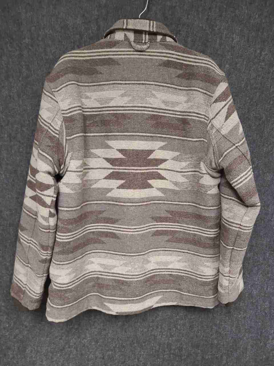 JACHS New York Men's Brown Aztec Southwestern Wool Blend Sherpa Jacket Sz M