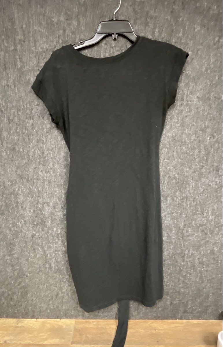 J. Crew Women's Black Slub Cotton Tie Waist Short Sleeve Mini Dress XXS