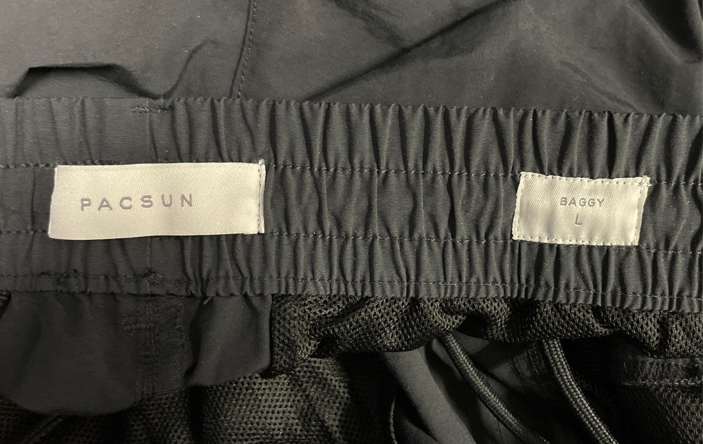 PACSUN Men's Black Baggy Nylon Cotton Blend Track Pants Piping NWT Sz L
