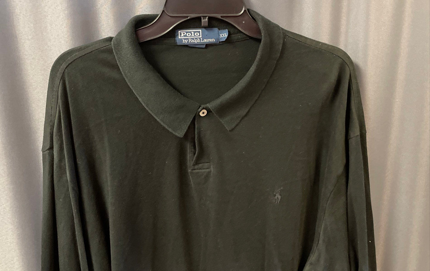 Vintage 90s Polo Ralph Lauren Men's Black Long Sleeve Jersey Polo Shirt Sz XXL