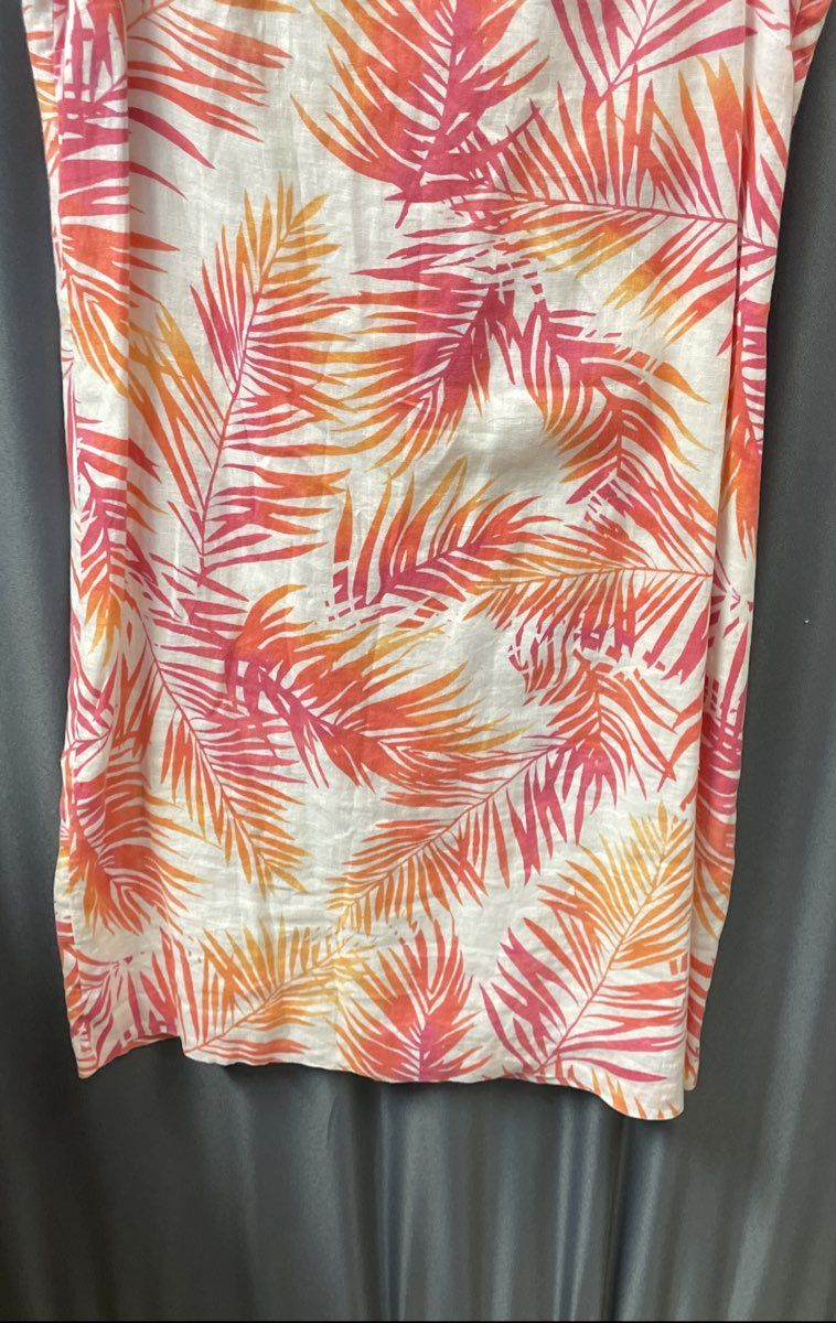 J. Jill Women's Palm Branch Shift Dress Multicolor Linen Cotton Lined Sz 4