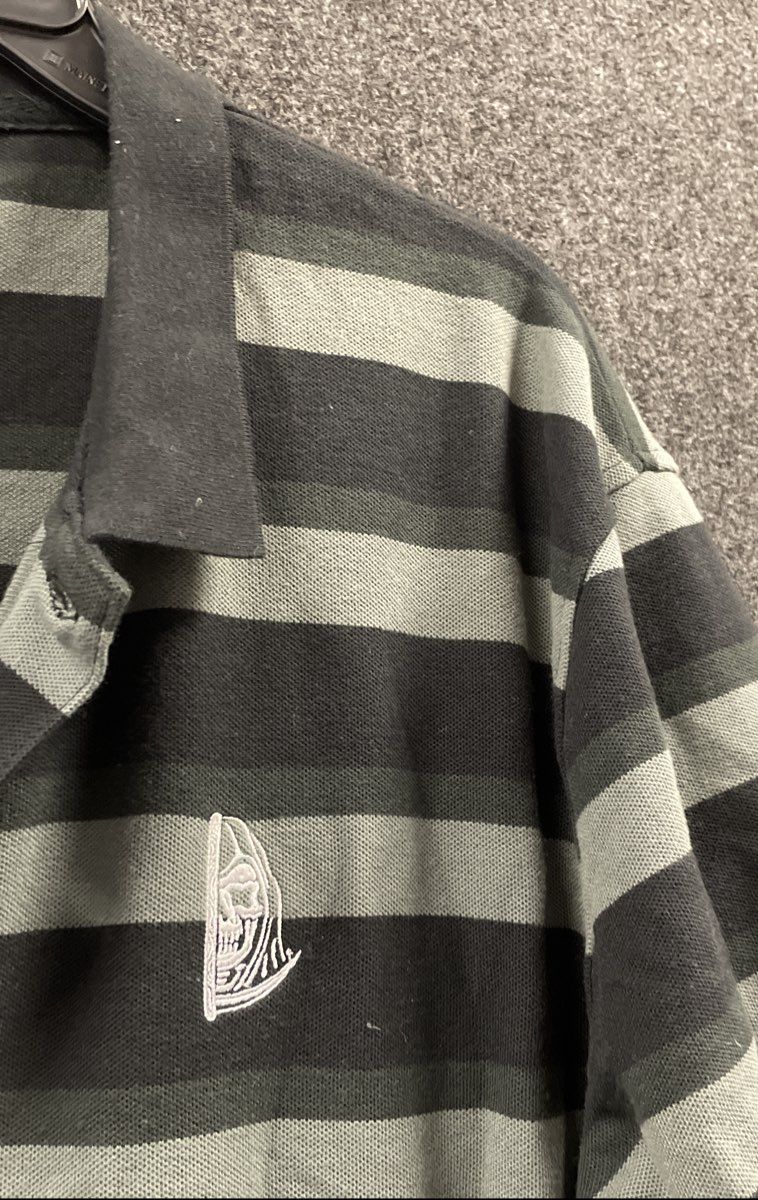 Lurking Class By Sketchy Tank Men's Striped Polo Shirt Green Black Sz XL