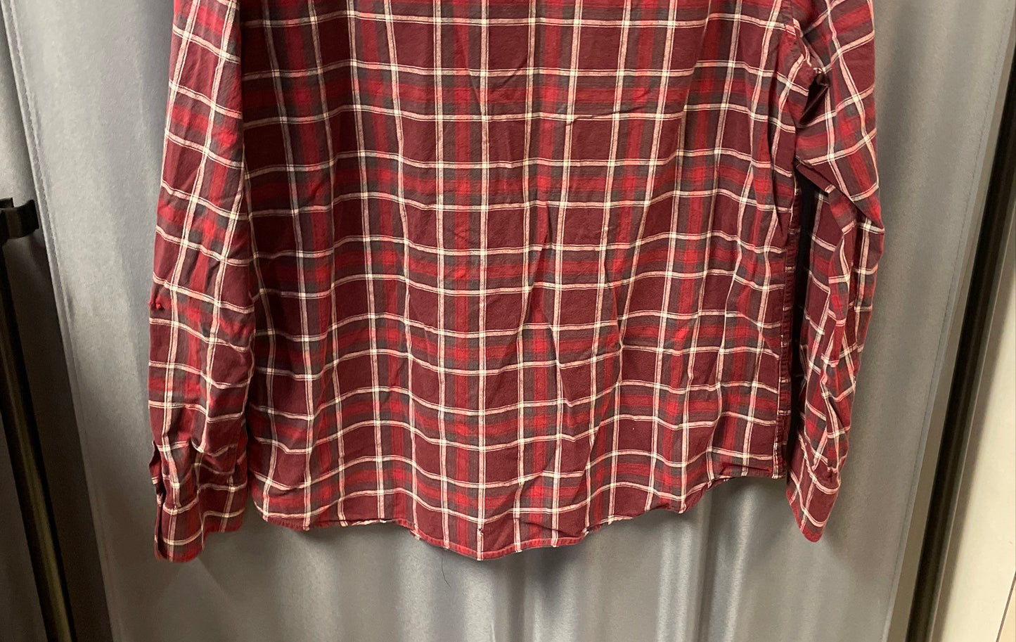 American Rag Men's Red Plaid Long Sleeve Western Snap Front Cotton Shirt Sz XL