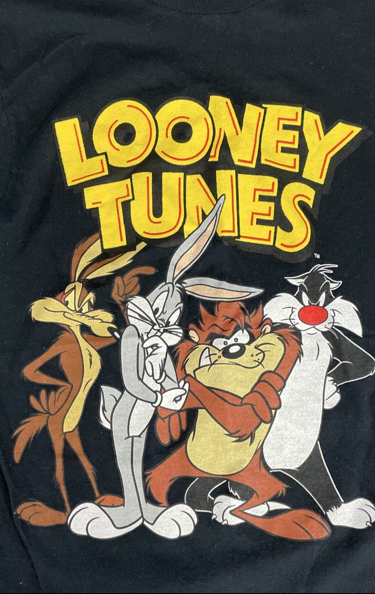Looney Tunes T-Shirts Lot of 3 Black Tune Squad Bugs Bunny Taz Sylvester Sz S