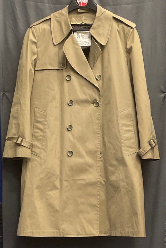 Vintage 80s London Fog Men's Tan Trench Coat Double Breasted Liner Sz 40 Short