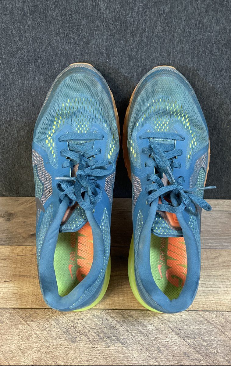 Nike Air Max 2014 Brave Blue Orange Green Running Shoes Men's Size 11.5