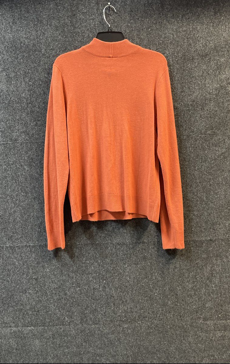 Blair Women's Orange Mock Neck Long Sleeve Acrylic Knit Sweater Size Large