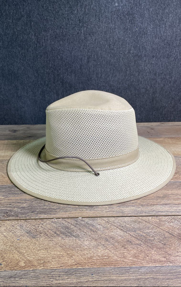 Henschel Men's Tan Aussie Breezer Mesh Ventilated Wide Brim Safari Hat Sz M
