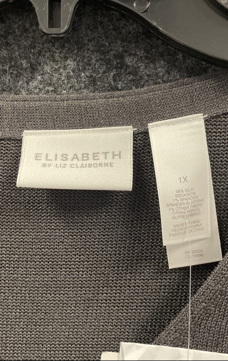 Liz Claiborne Elisabeth Women's Gray Silk Cardigan Sweater Y2K NWT Sz 1X
