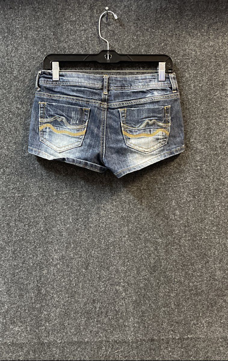 Hot Kiss Women's Denim Shorts Americana Patchwork Stars Stripes Distressed Sz 5