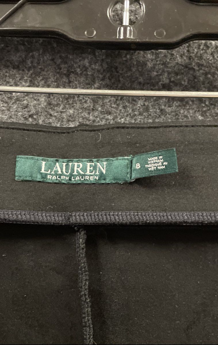 Lauren Ralph Lauren Women's Black Faux Leather Front Skinny Panel Pants Sz 8