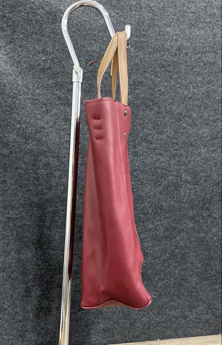 Red Leather Tote Bag Handbag Brass Hardware with Removable Crossbody Strap