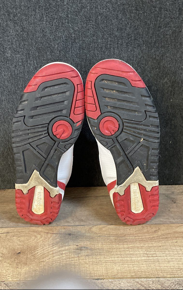 New Balance 550 White Red Black Leather Basketball Sneakers Size 7.5