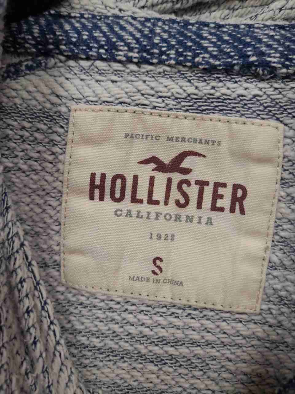Hollister Men's Pacific Merchants Blue Marled Knit Pullover Hoodie Sz S