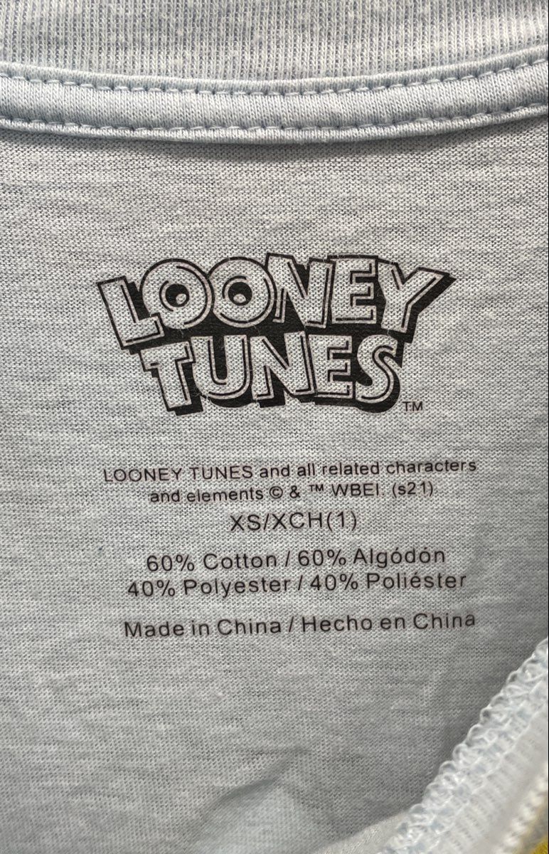 Looney Tunes Light Blue T-Shirt Bugs Bunny Tweety Daffy Taz Graphic Sz XS