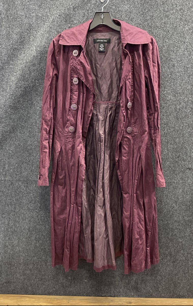Calvin Klein Jeans Women's Purple Lightweight Flared Hem Button Front Coat Sz S