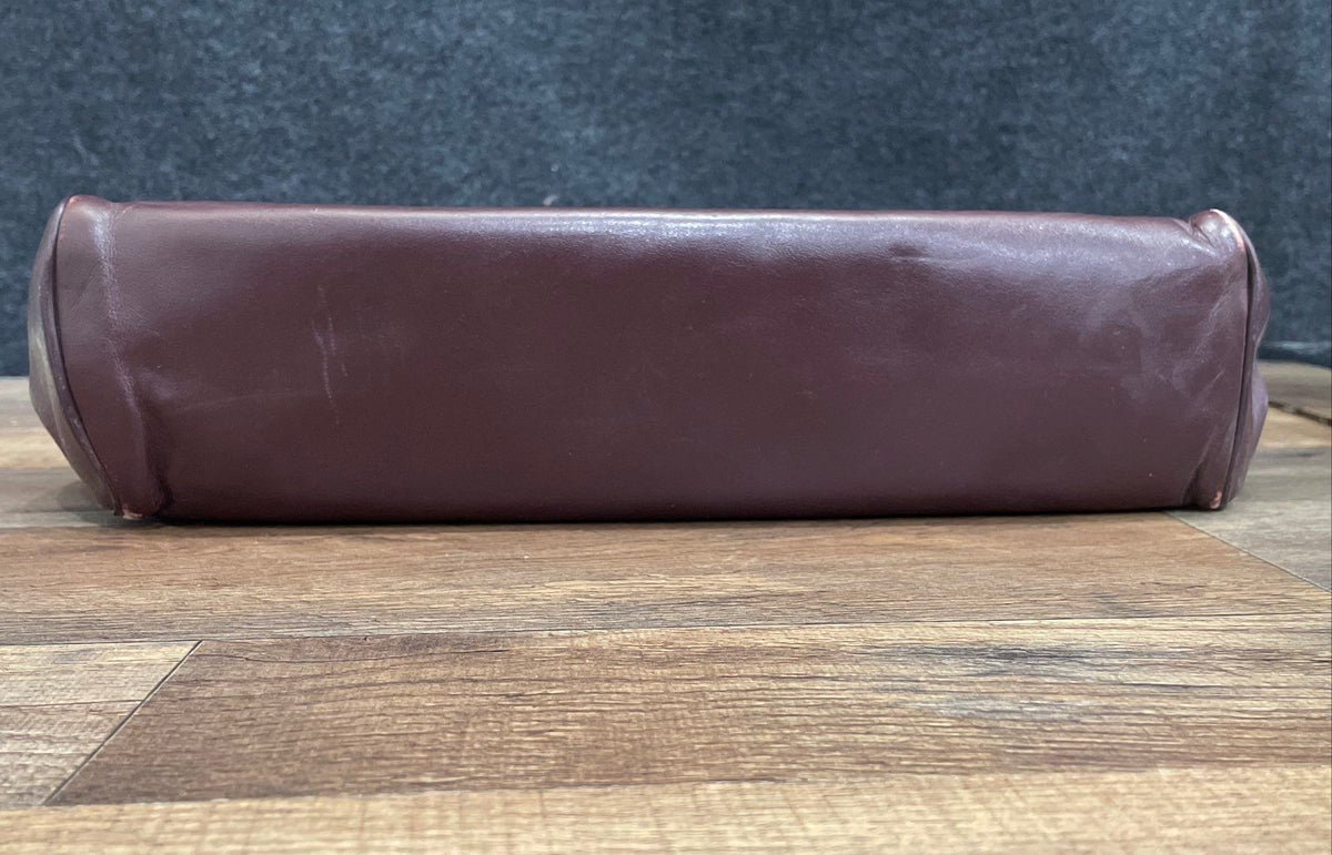 Vintage Etienne Aigner Maroon Leather Shoulder Bag Brass Logo Plaque