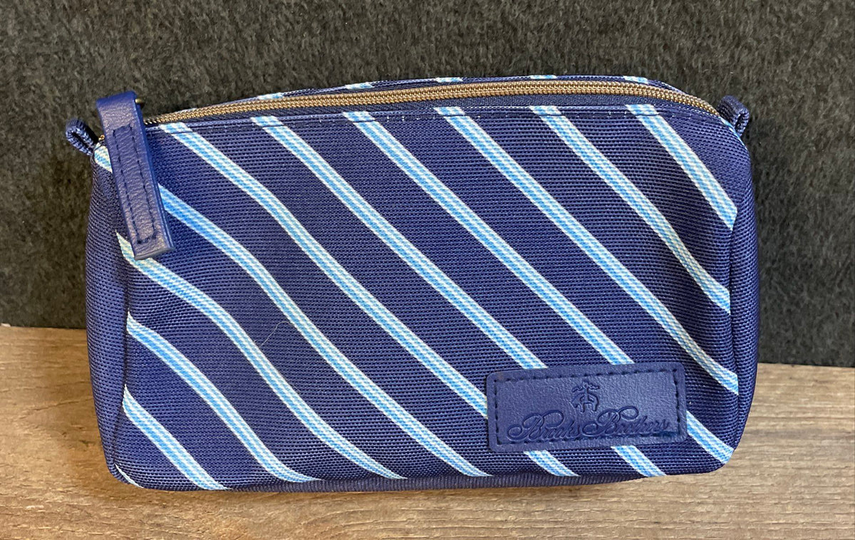 Brooks Brothers Navy Repp Stripe Toiletry Pouch Travel Bag Lot of 2